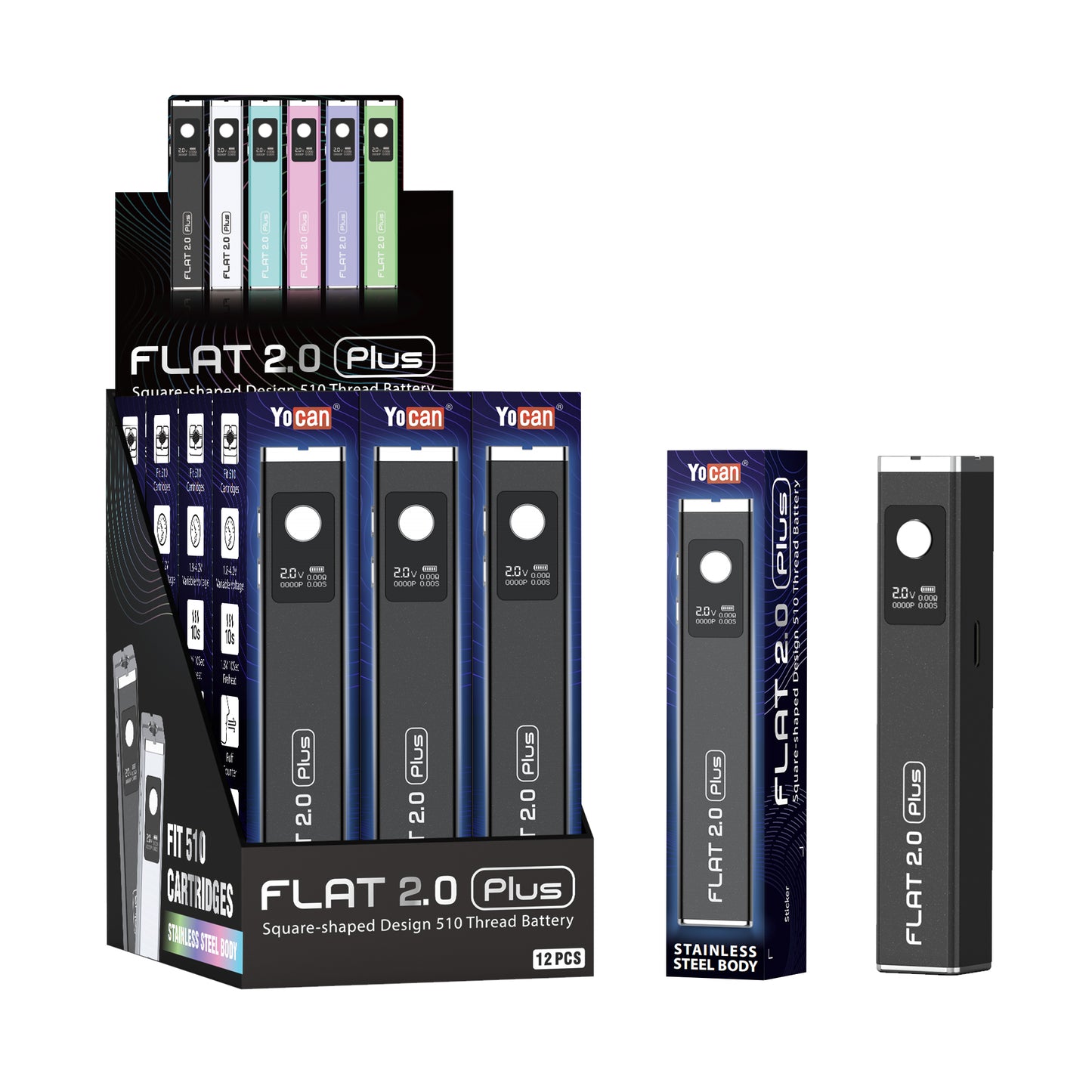 Yocan FLAT 2.0 Plus Dab Pen 510 Thread Battery