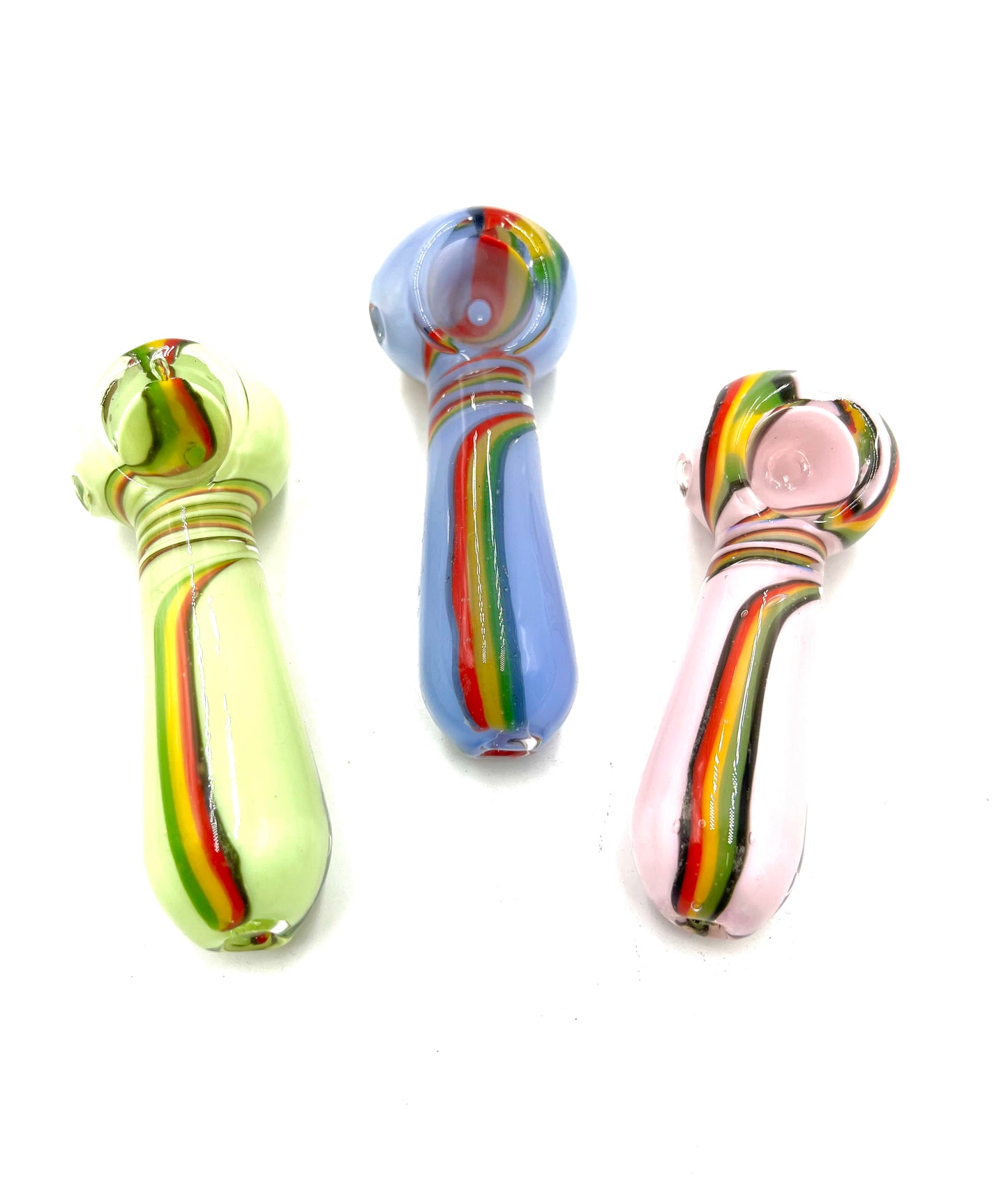 4" Rasta Striped Full Slime Color Hand Pipe