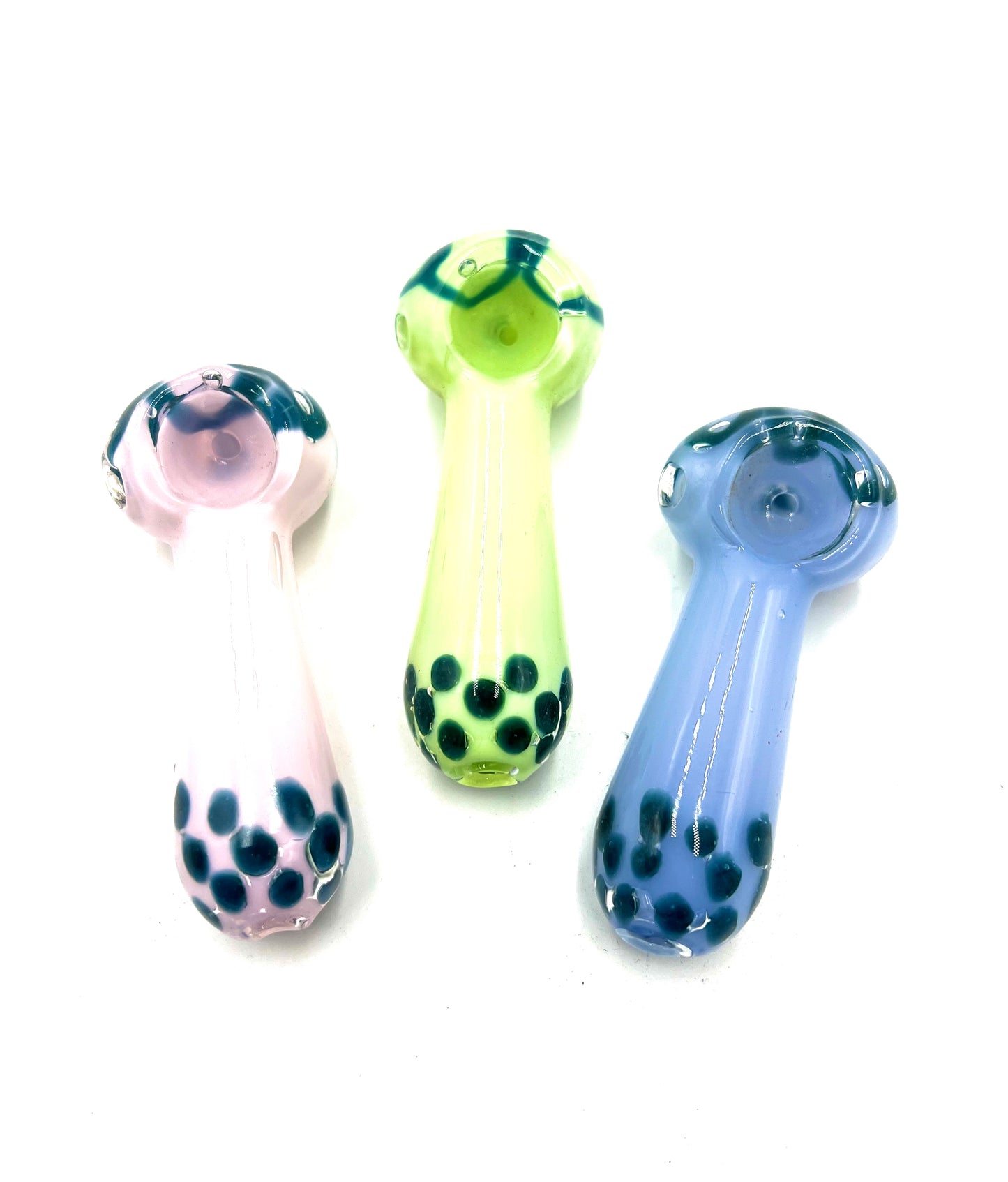 4" Full Slime Color Body Polka Dot Mouth Hand Pipe