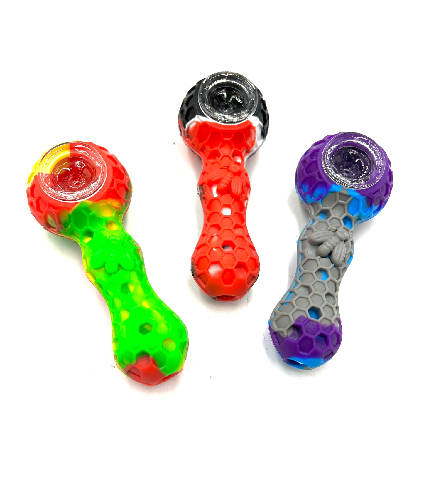 4" Honeycomb Design Silicone Spoon Pipe Jar 25ct