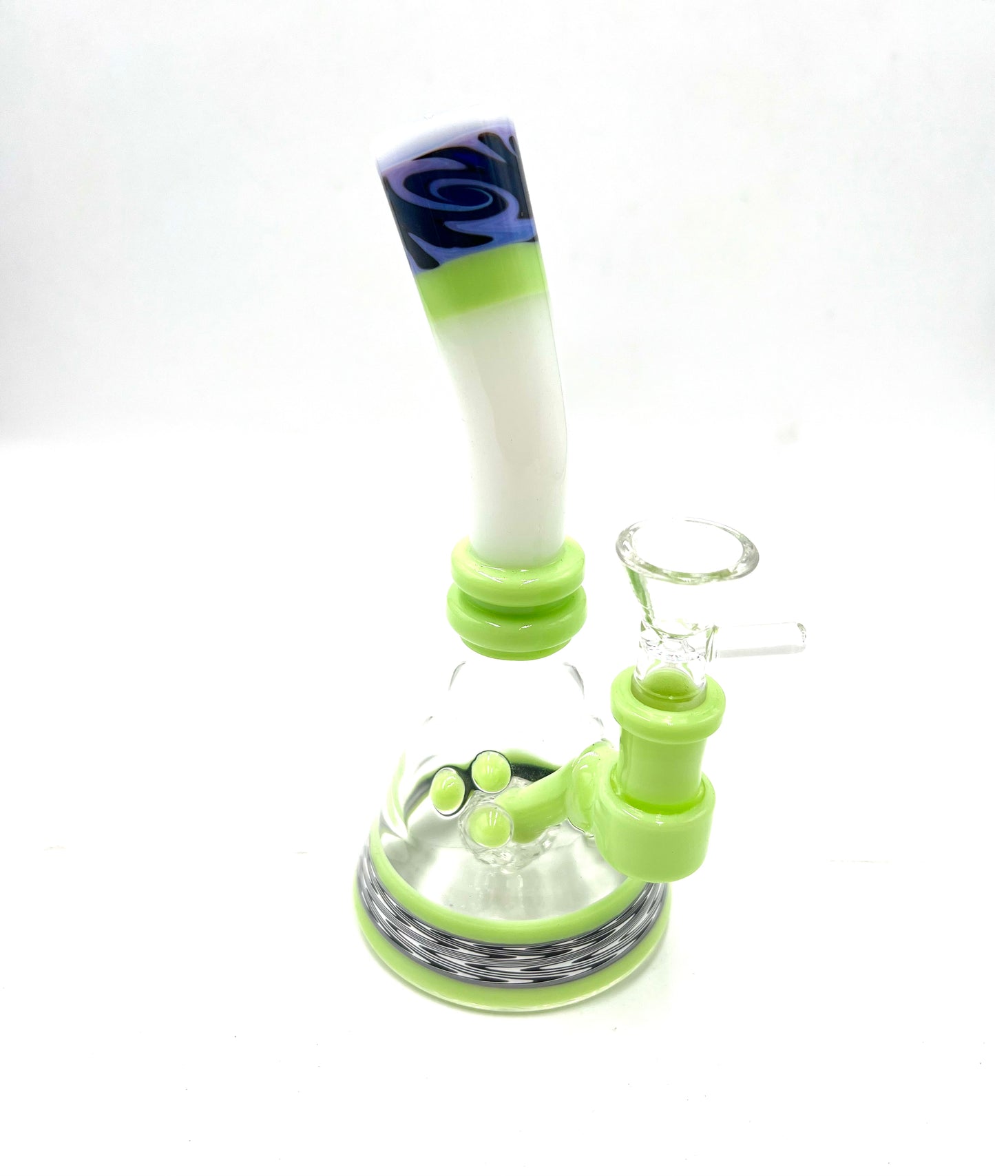 7" Curved White Tube Triple Bead Water Pipe