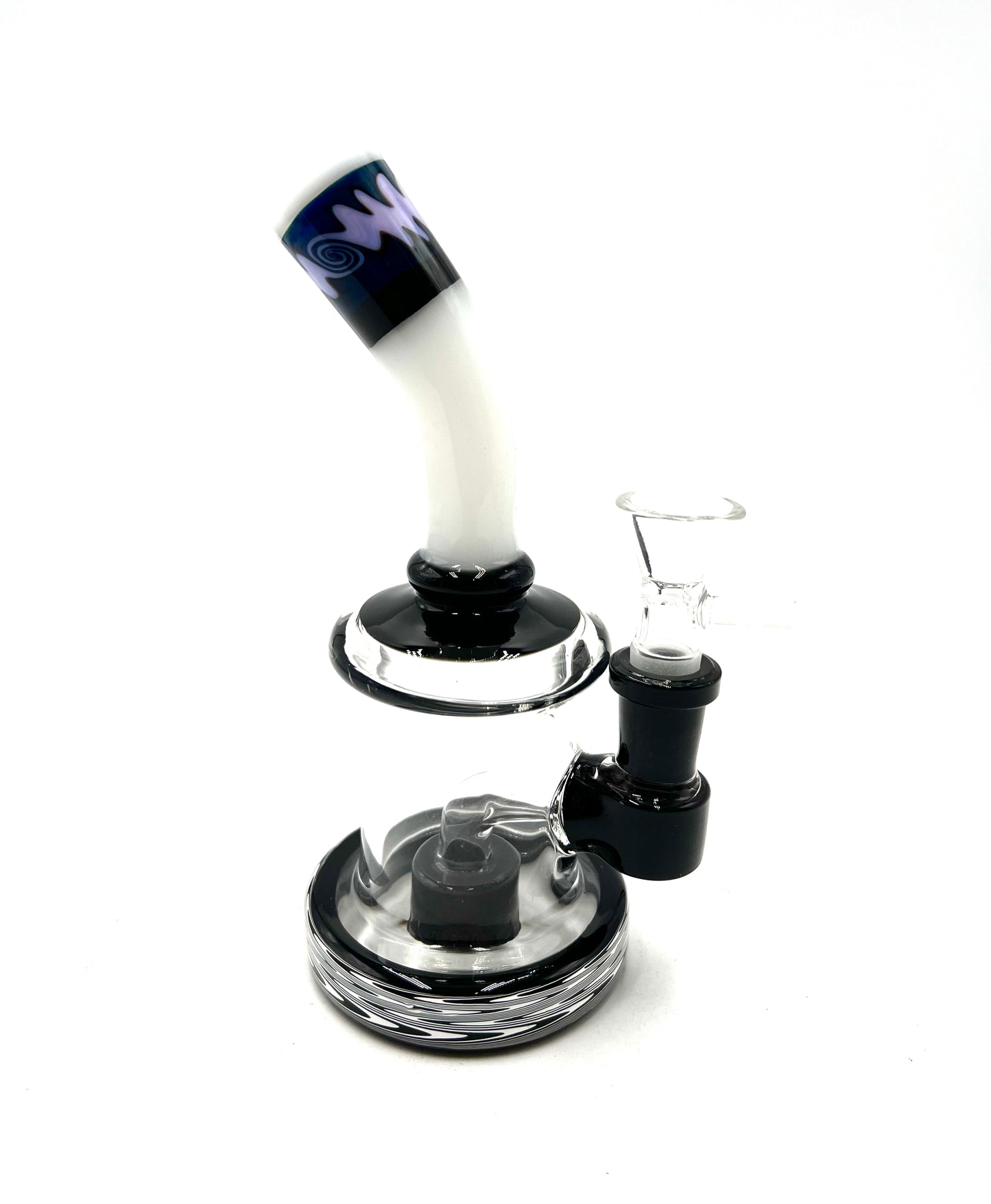 8" Wig Wag Art White Curved Mouth Water Pipe