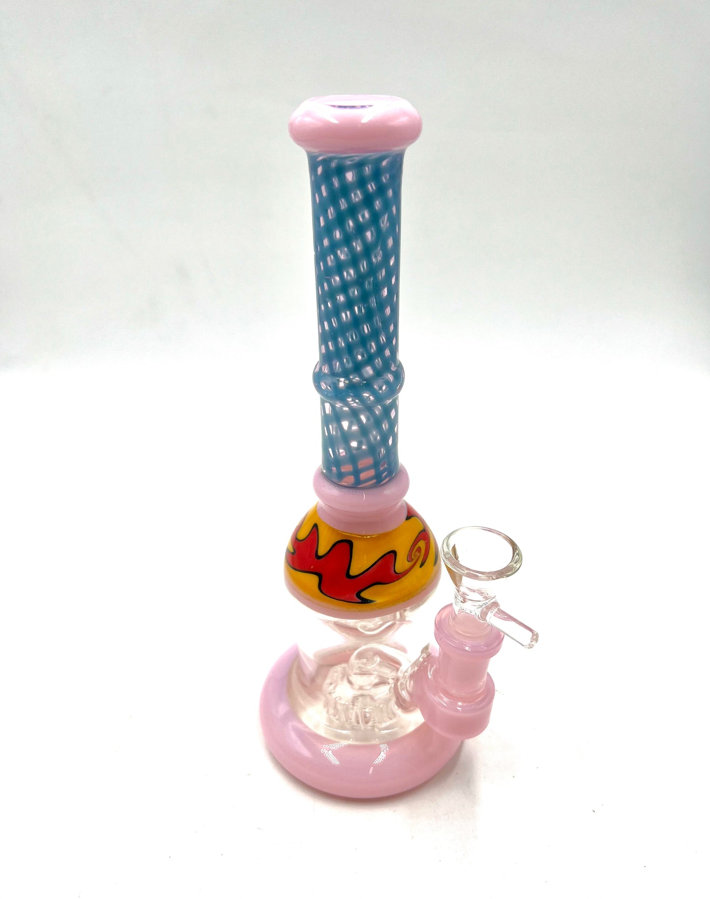 9" Criss Cross Tube Round Base Water Pipe