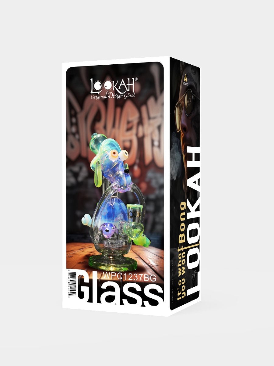 Lookah Bong 8" Striped Dog Recycler Water Pipe