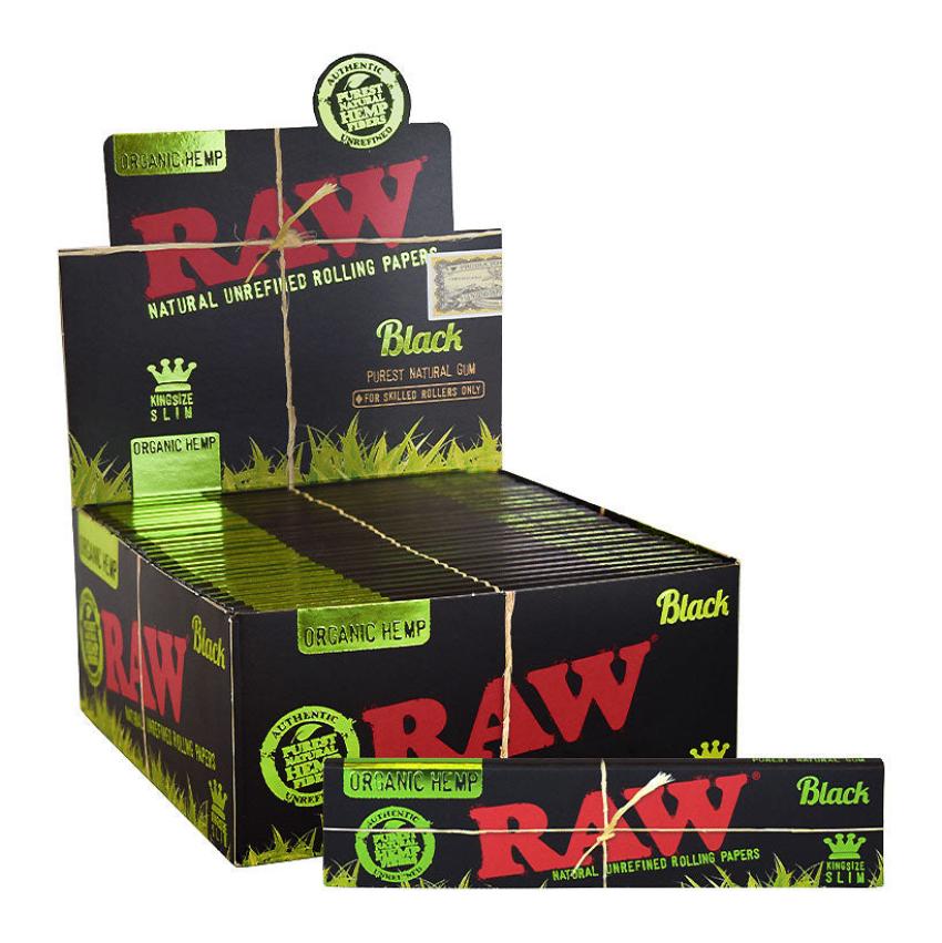 RAW Black Organic Hemp King Size Paper 50ct