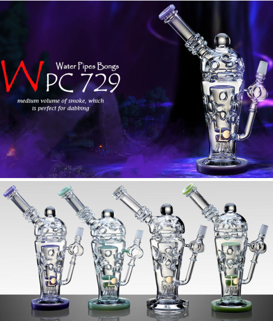 LOOKAH WATER PIPE 12” SWISS CHEESE TREE PERC GLASS BONG