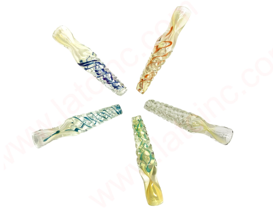 CHILLUM WITH TWISTED BODY AND COLOR LINE INSIDE