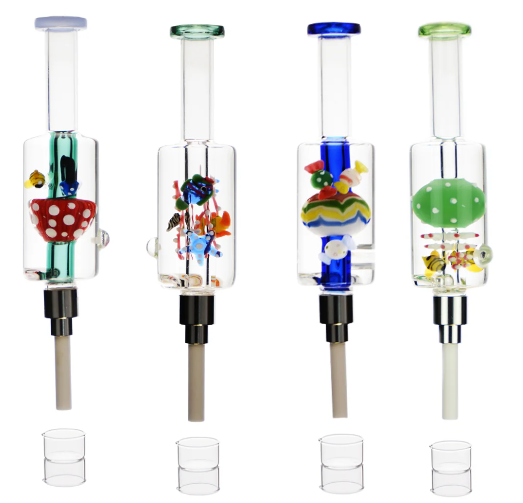 7" Gylcerin Filled Assorted Art Ceramic Tip Nectar Straw