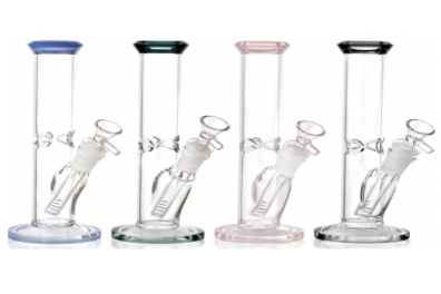 8" Color Mouth Clear Straight Water Pipe