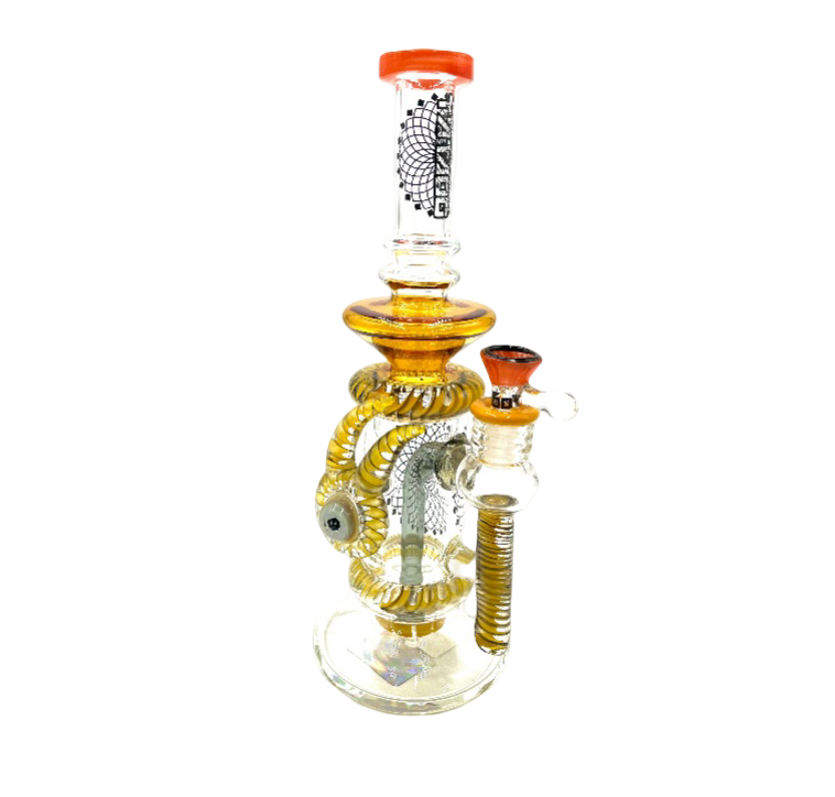 12" Tattoo Side Eye Straight Tube Water Pipe (C302)