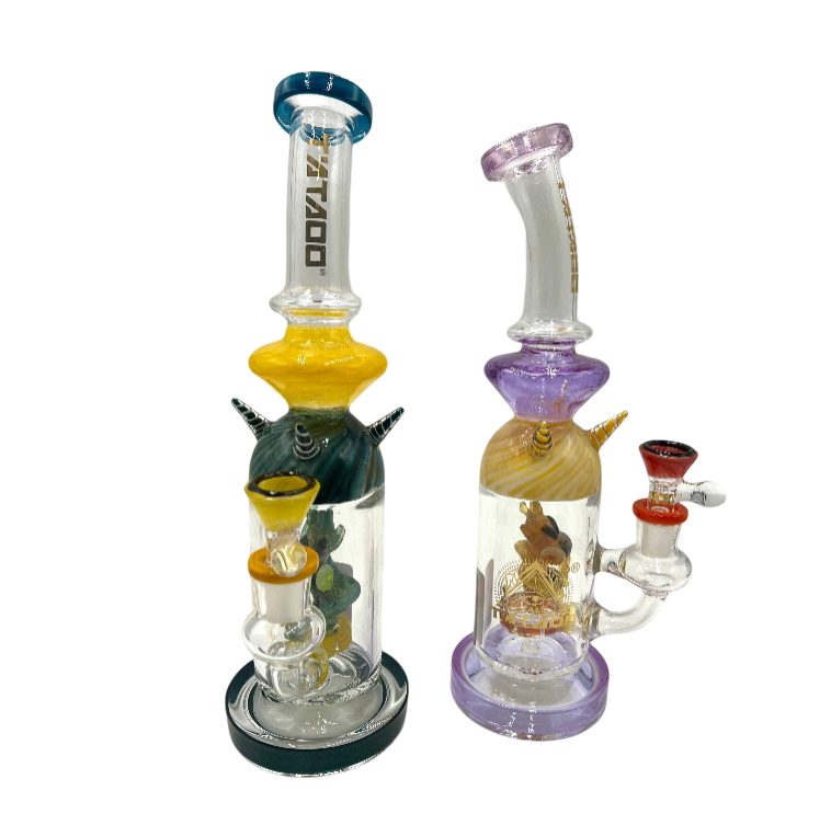 11" Tattoo Triple Unicorn Horn Water Pipe (C45)