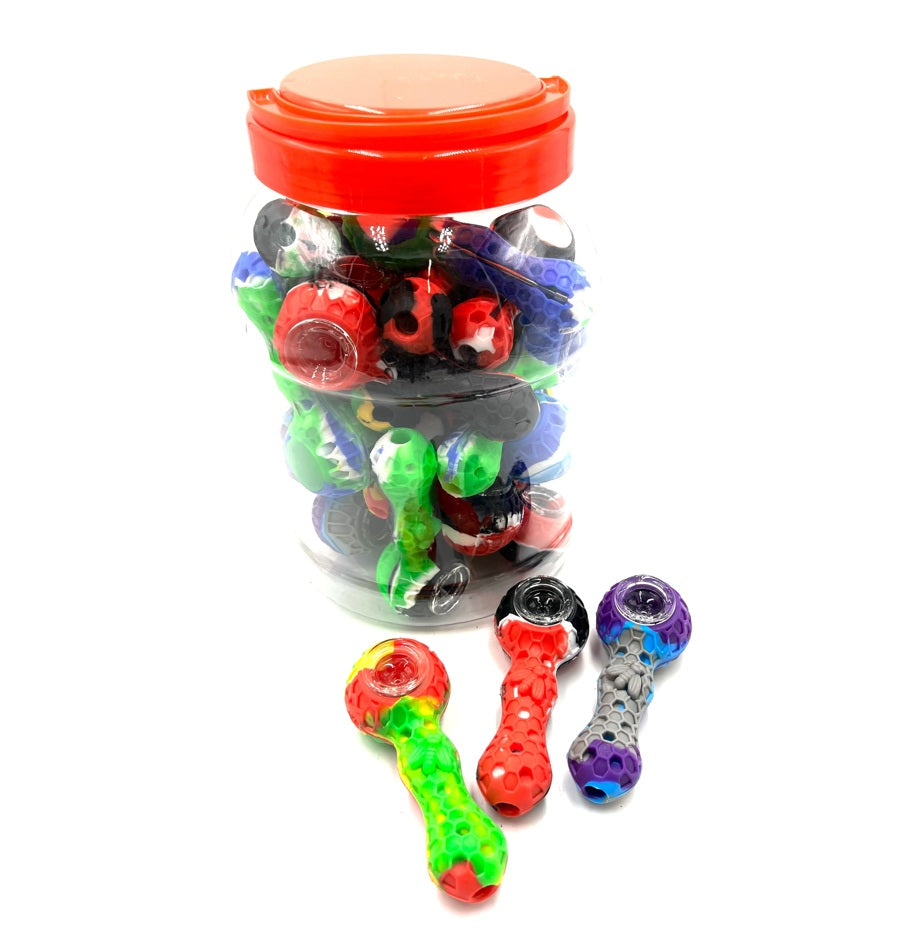 4" Honeycomb Design Silicone Spoon Pipe Jar 25ct