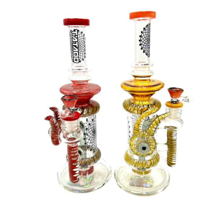 12" Tattoo Side Eye Straight Tube Water Pipe (C302)