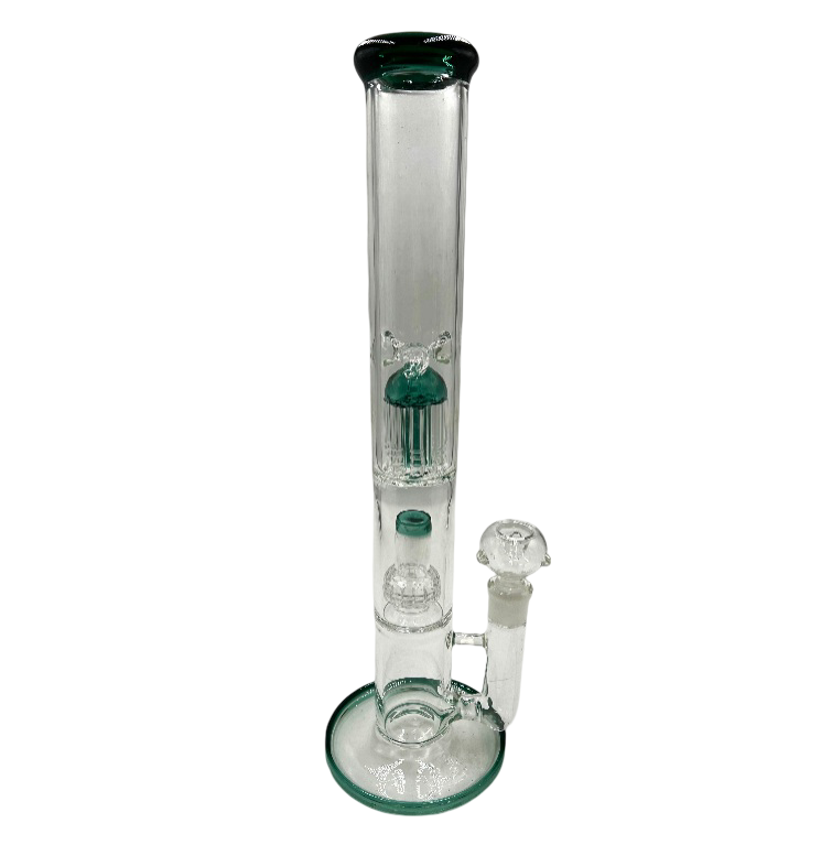 16" Color Mouth & Perc Two Chamber Straight Water Pipe