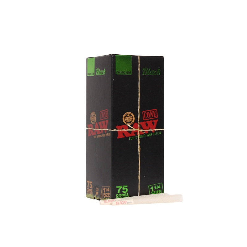 RAW Black Organic 1 1/4 Cone 75ct
