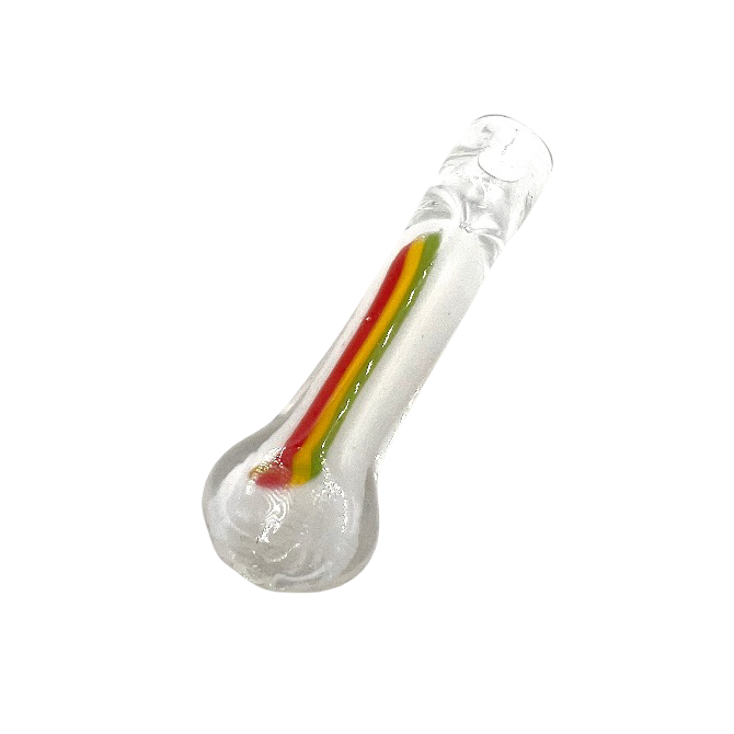 3.5" Inside White Frit Rasta Stripe Chillum