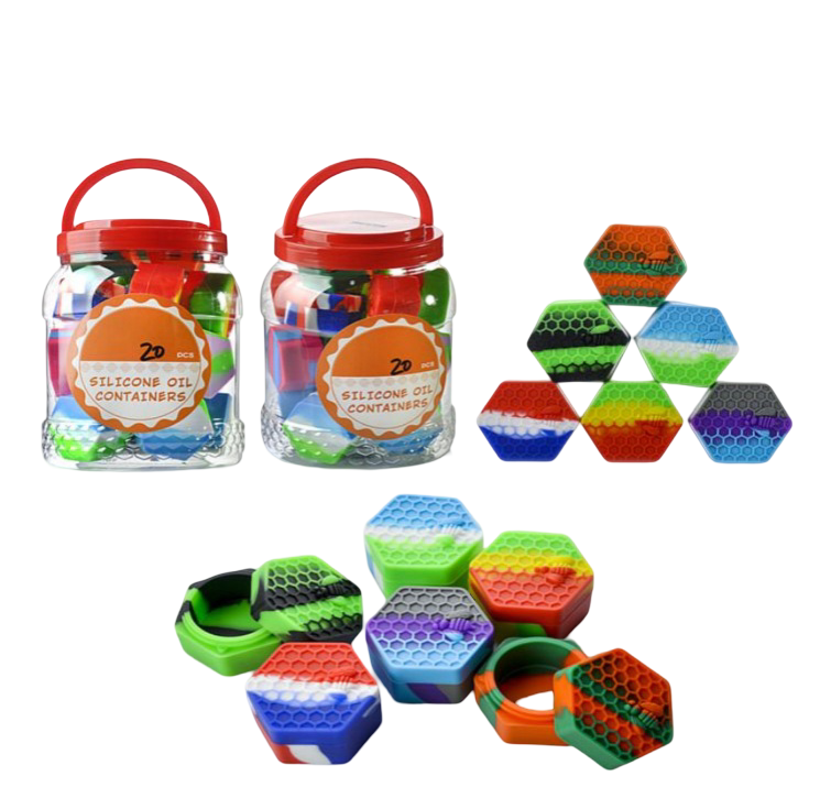 Honeycomb Bee 26ml Hexagon Silicone Container 20ct