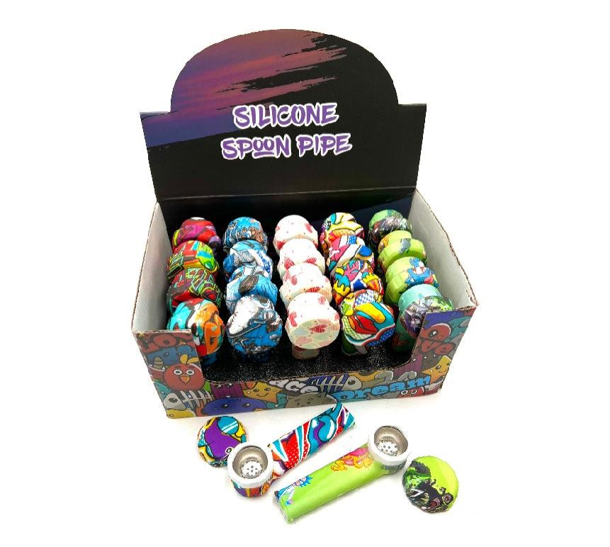 3.5" Printed Silicone Spoon Pipe Display (20 Pack)