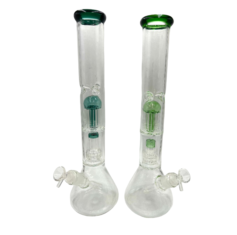 16" Color Mouth & Perc Two Chamber Beaker Water Pipe