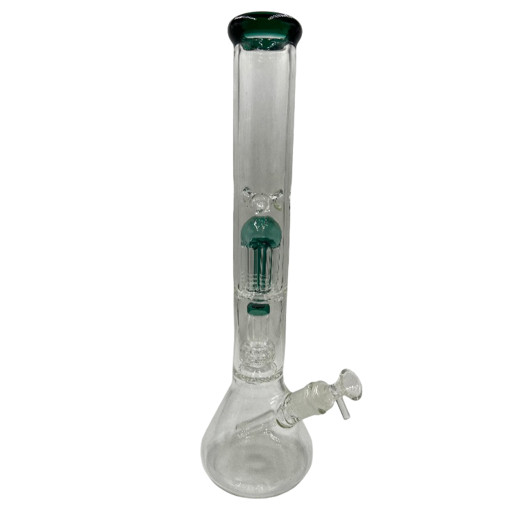 16" Color Mouth & Perc Two Chamber Beaker Water Pipe