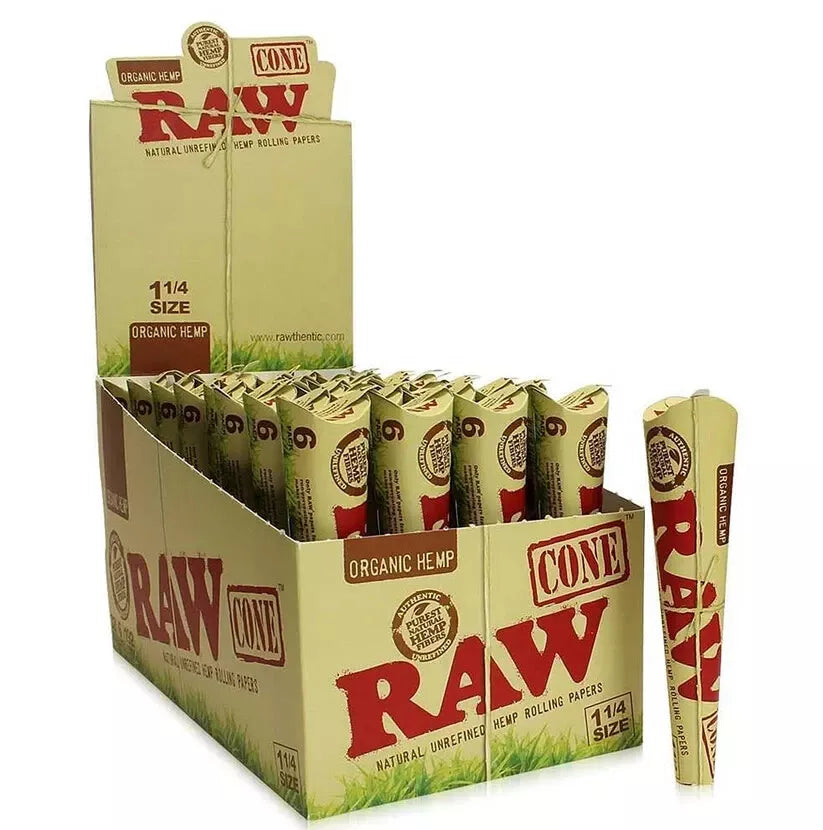 RAW Organic Hemp 1 1/4 Cone 6ct