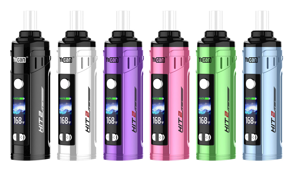 Yocan Hit 2 concentrate vaporizer in six colors with OLED screen and adjustable voltage settings