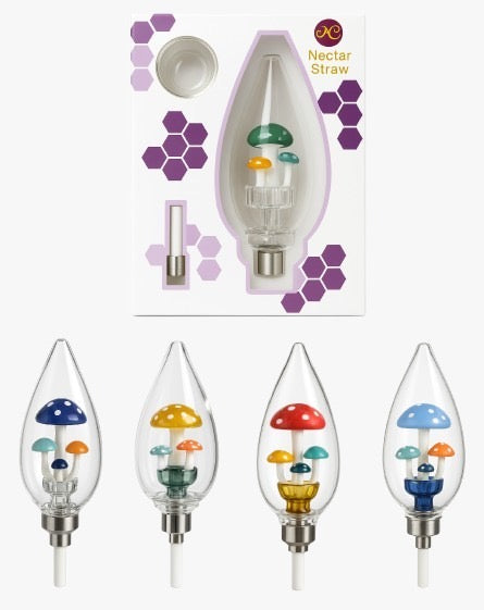 8" Large Bulb Mushroom Perc Ceramic Tip Nectar Straw