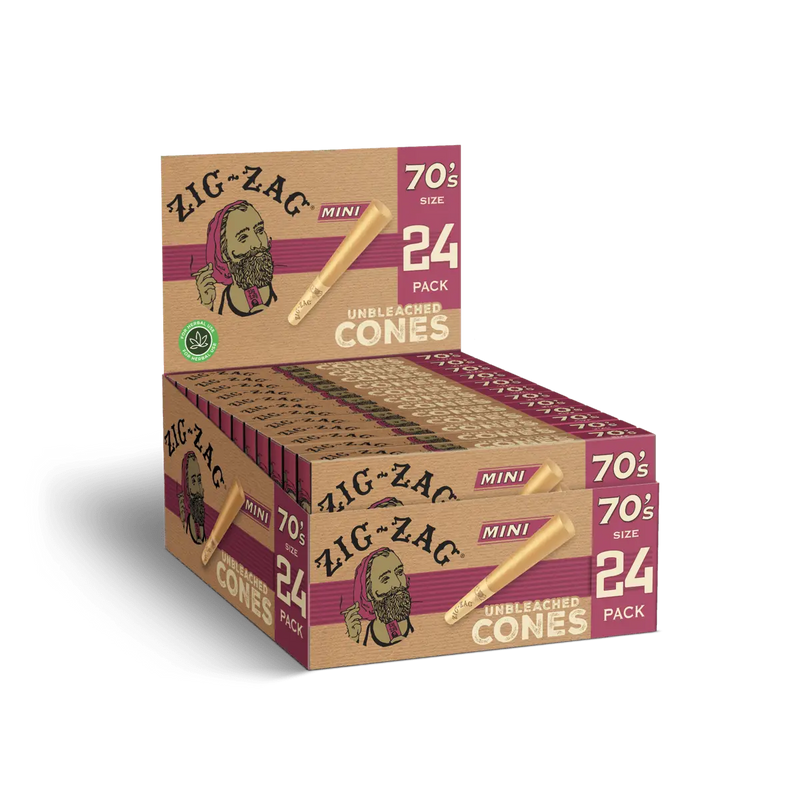 Zig-Zag 70mm Mini Unbleached Cones 24ct