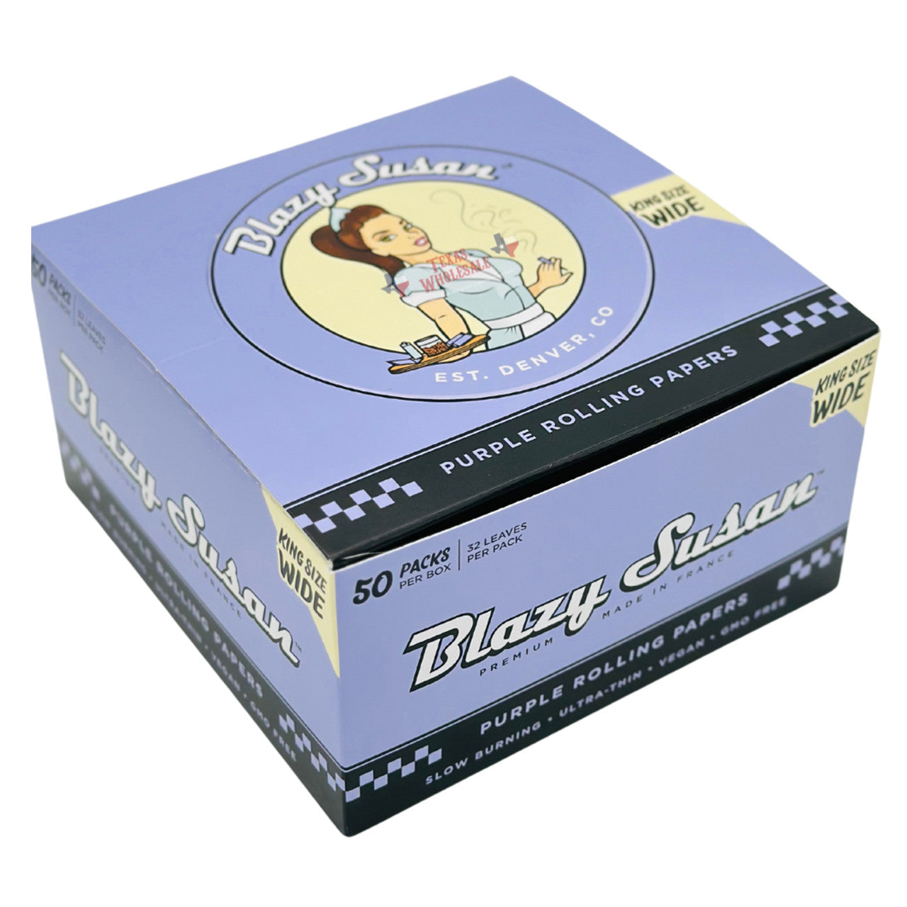 Blazy Susan Purple King Size Wide Paper 50ct
