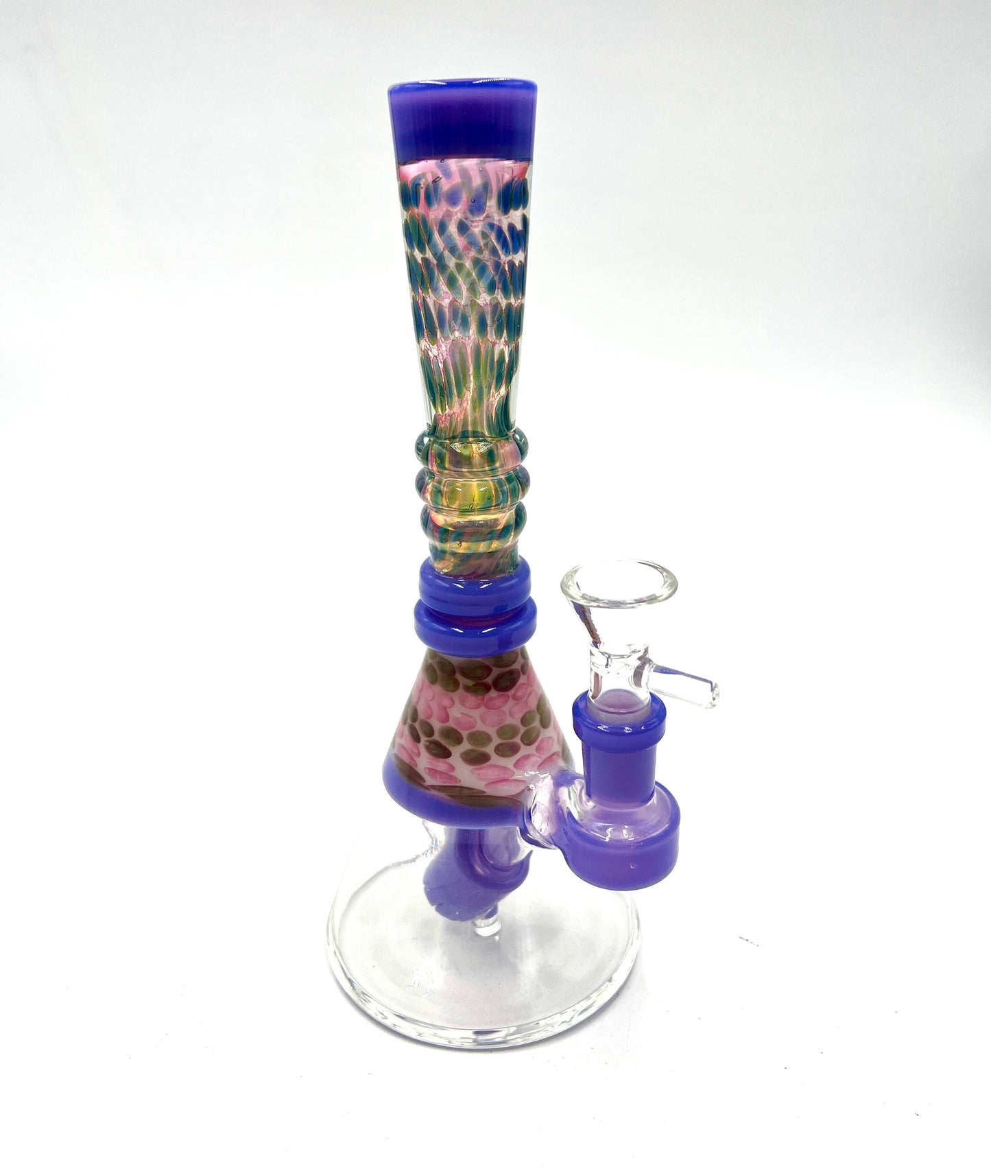 9" Polka Dot Tube Triple Ring Beaker Water Pipe