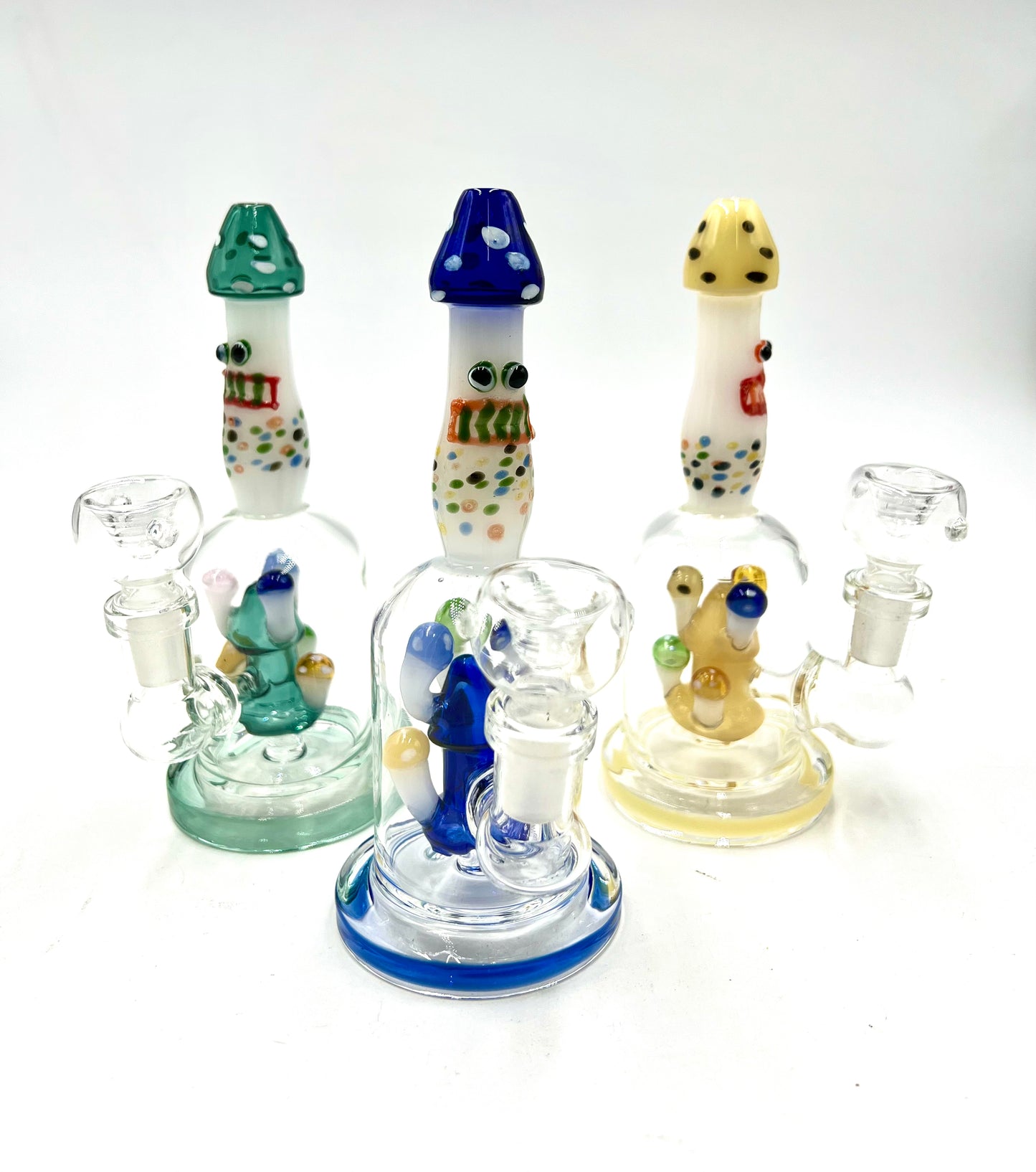 7" Mushroom Face & Perc Water Pipe