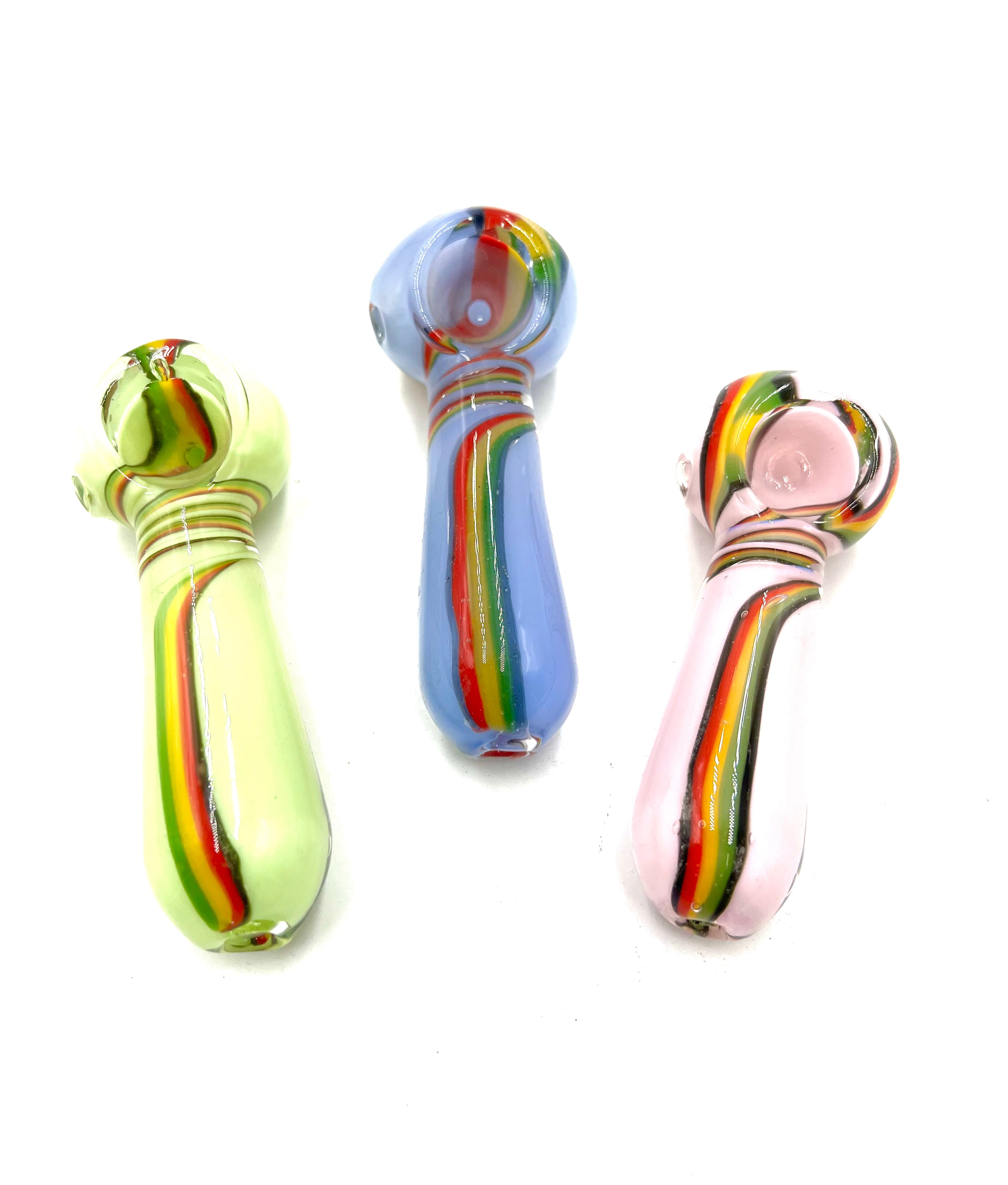 4" Rasta Striped Full Slime Color Hand Pipe