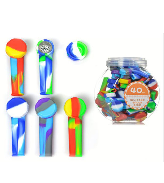 3.5" Silicone Spoon Pipe In Jar (40 Pack)