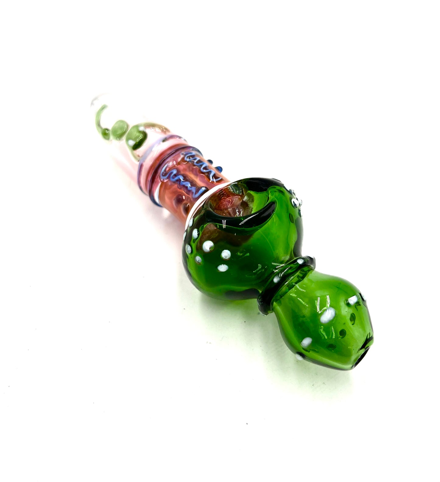 7" Large Green Bowl Rose Gold Fumed Steamroller