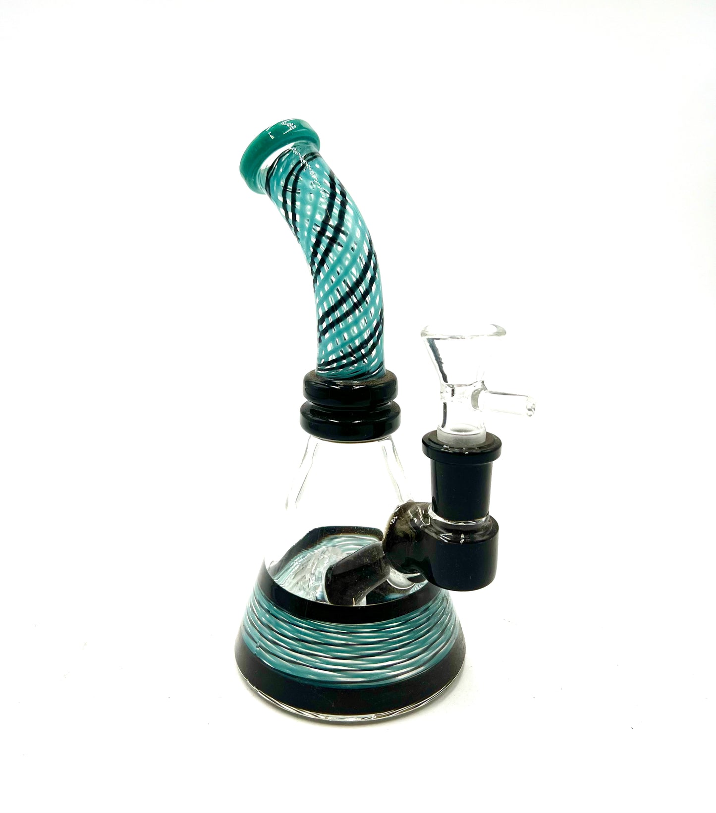 7" Criss Cross Pattern Curved Mouth Beaker Water Pipe