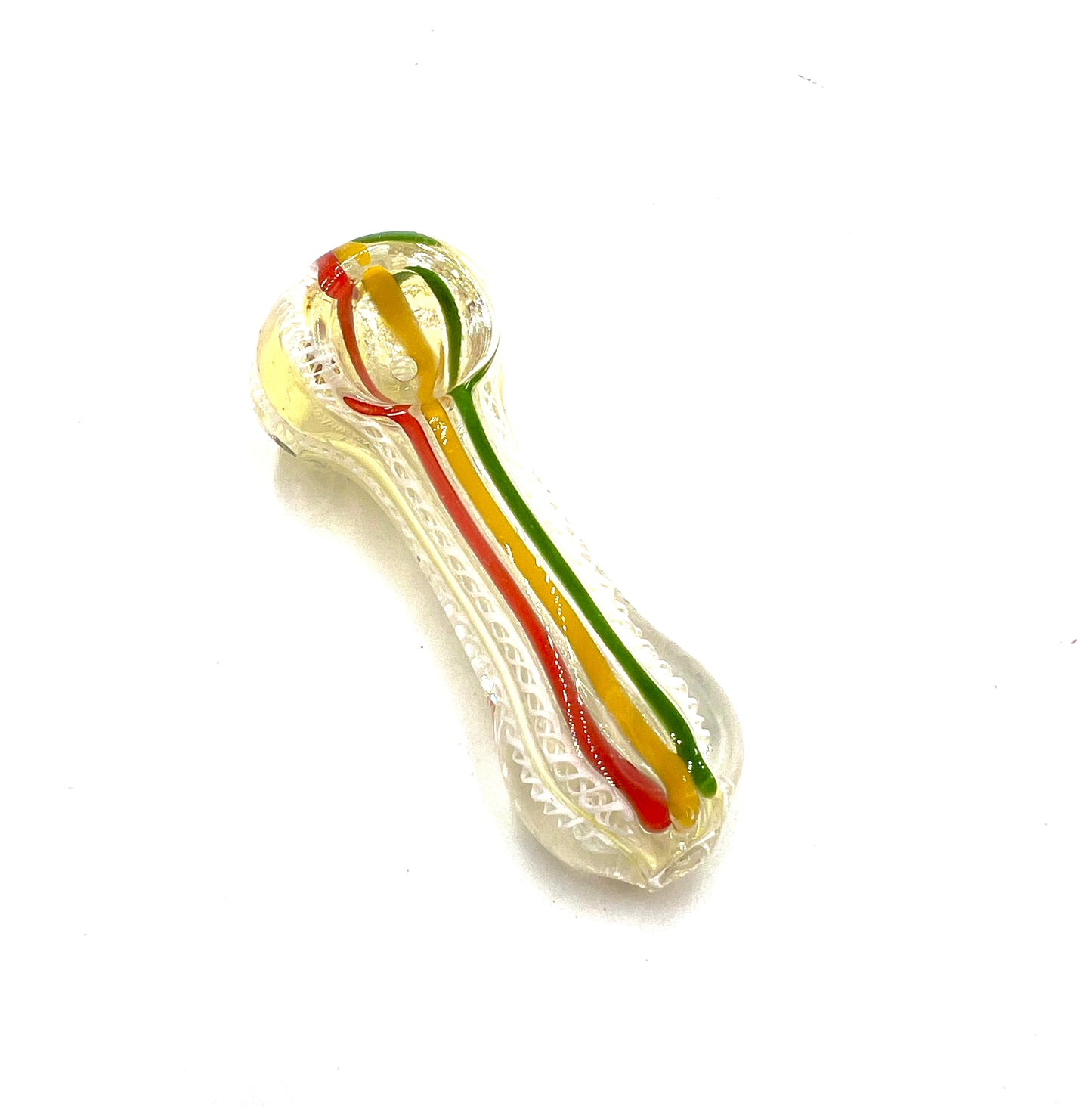 3.5" Rasta Striped White Swirl Fumed Hand Pipe