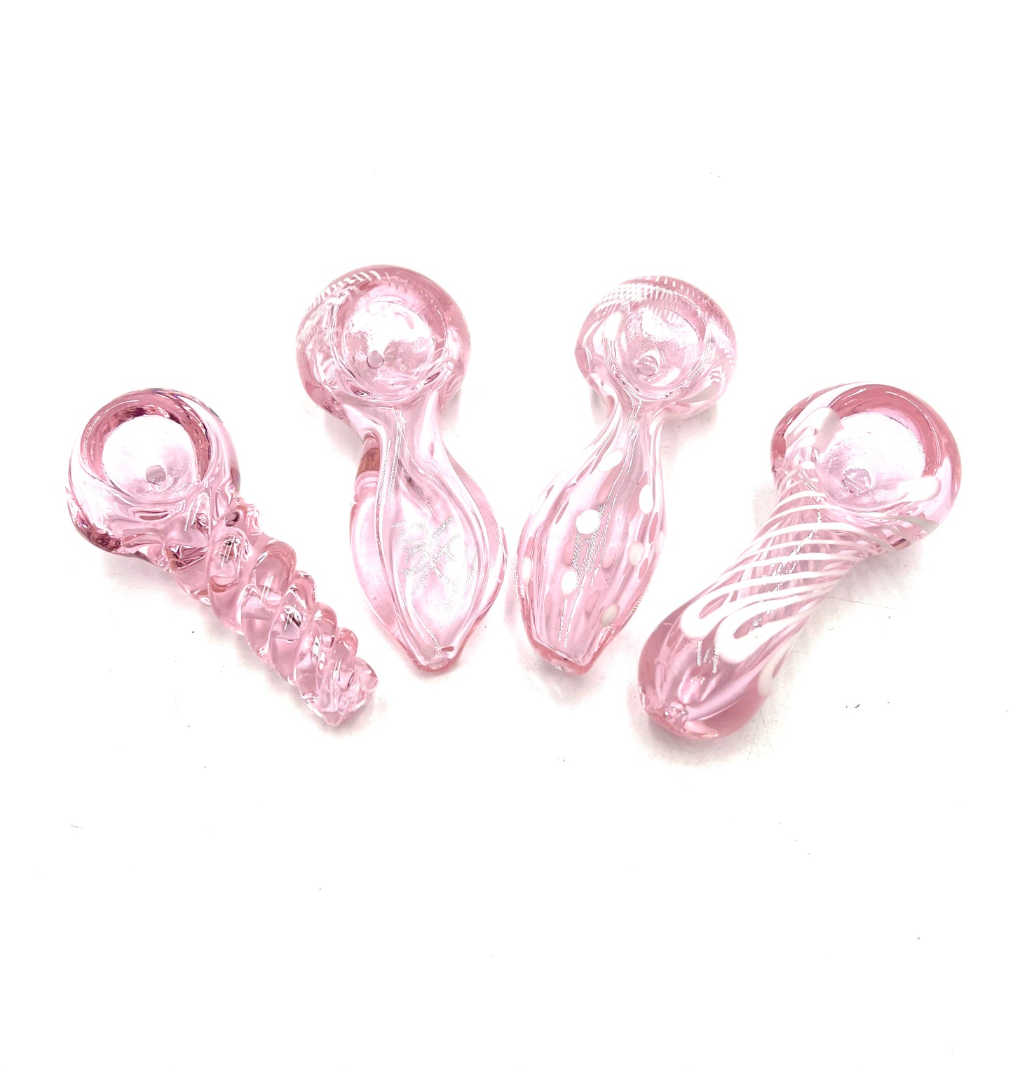 2.5" Pink & White Assorted Design Hand Pipe