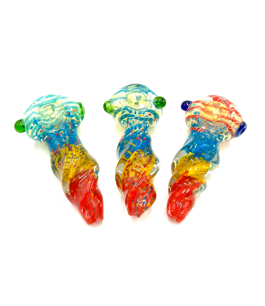 4" Tri-Color Twisted Glass Hand Pipe