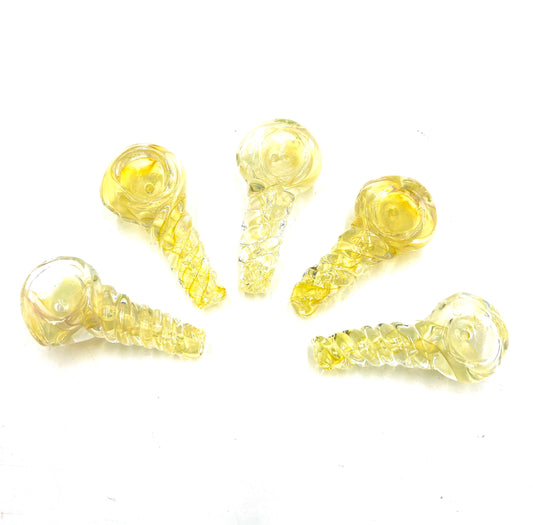 2.5" Gold Fumed Twisted Hand Pipe