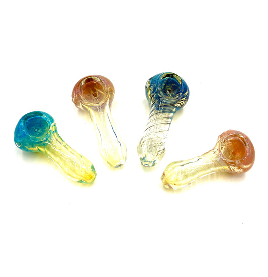 2.5" Frit Color Head & Gold Fumed Hand Pipe