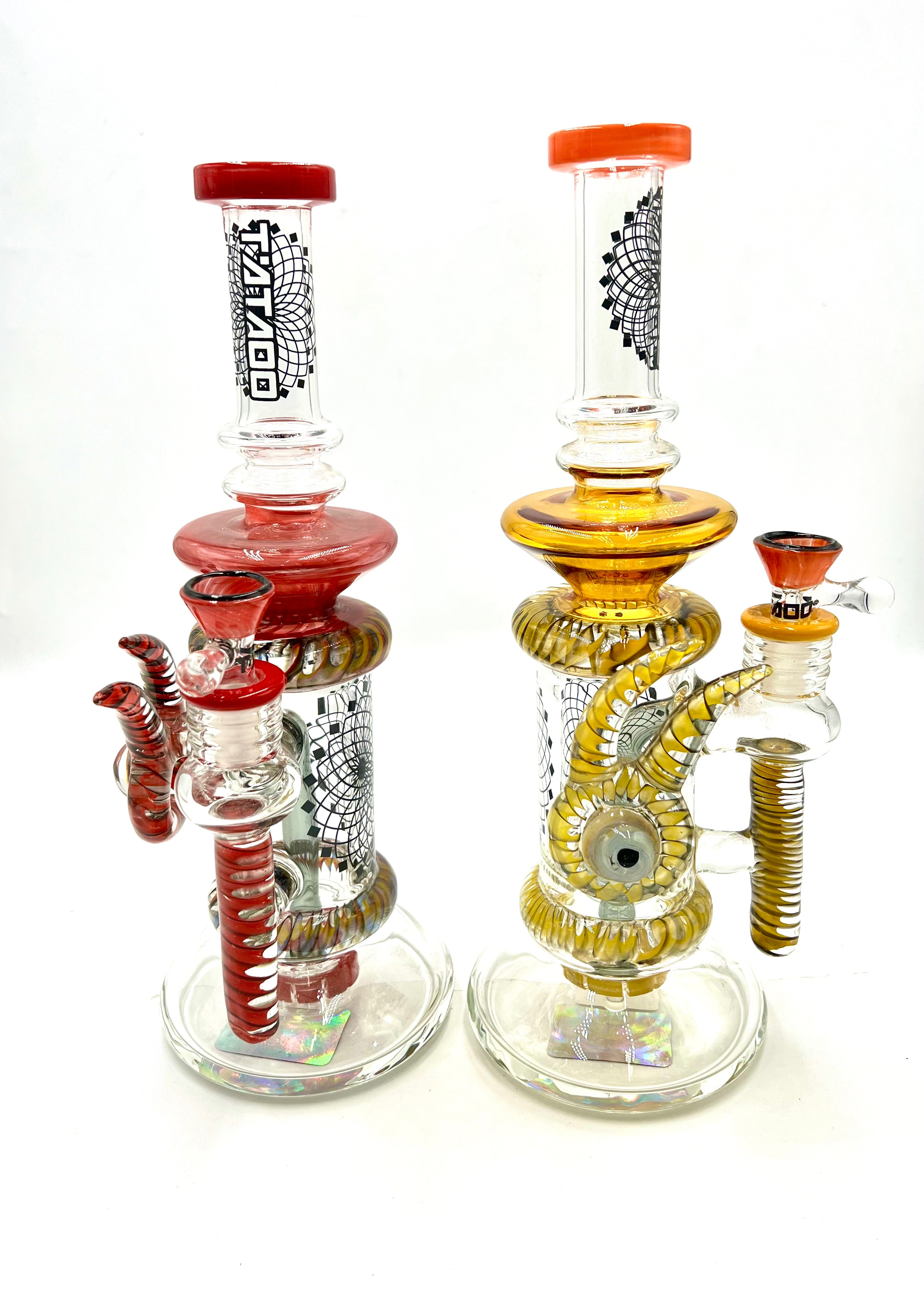 12" Tattoo Side Eye Straight Tube Water Pipe (C302)