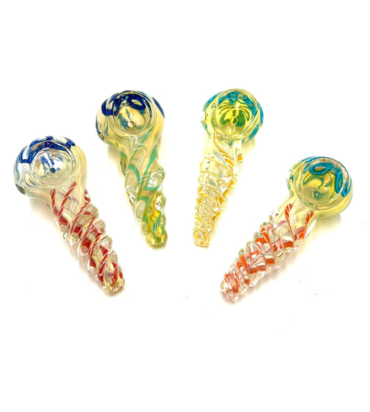 3.5" Color Spiral Twisted Fumed Hand Pipe