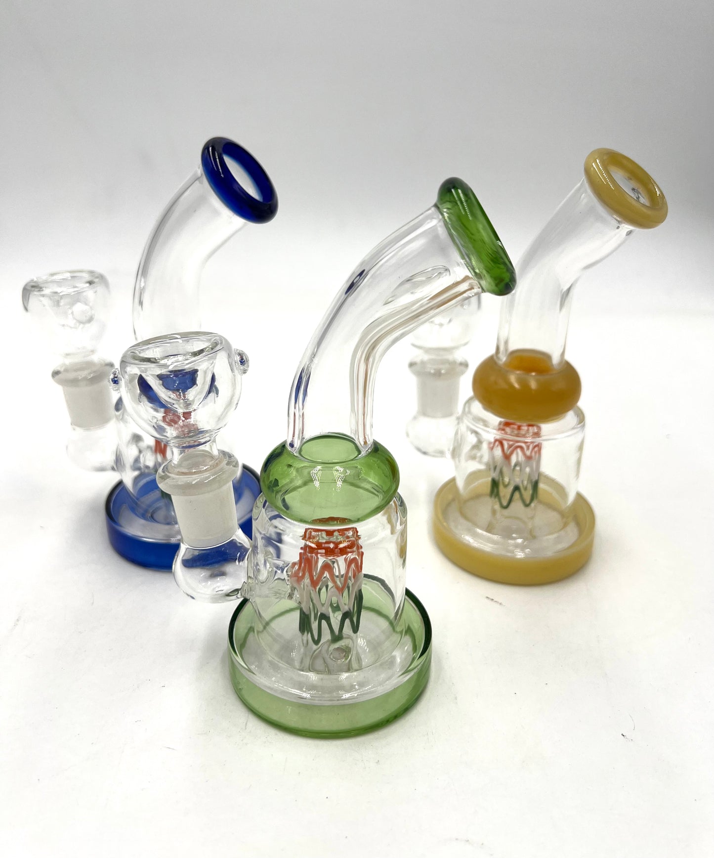 5" Mini Bent Color Mouth & Base Water Pipe