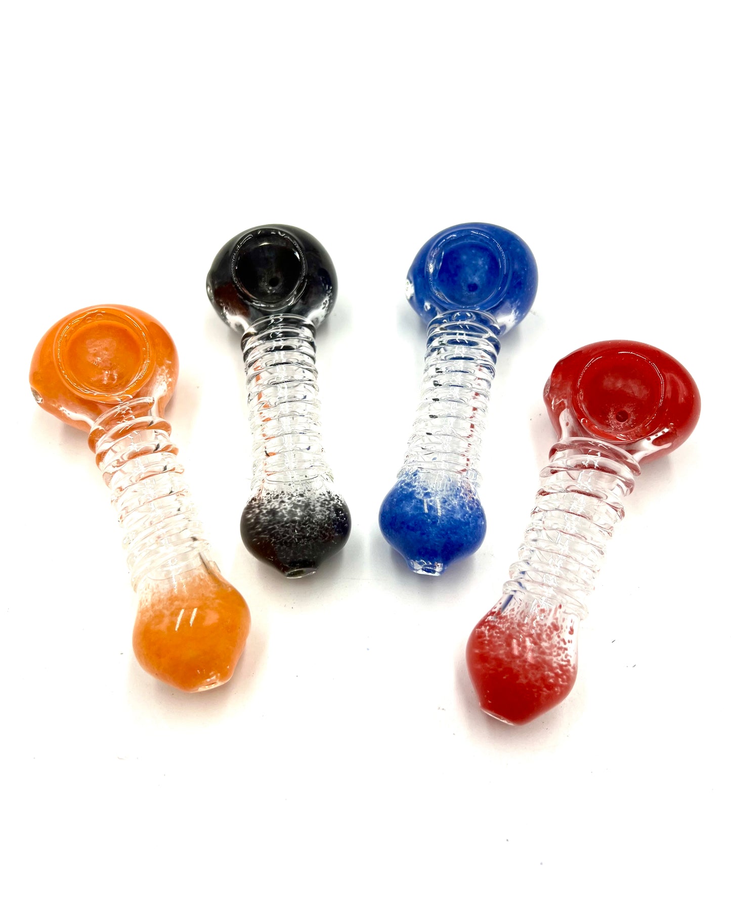 4.5" Clear Coil Wrapped Color Head & Mouth Hand Pipe