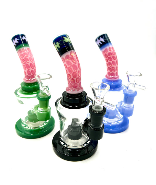 7" Pink Air Pocket Curved Mouth Water Pipe