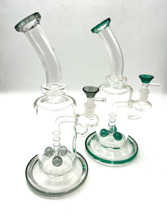 11" Triple Ball Perc Curved Mouth Water Pipe