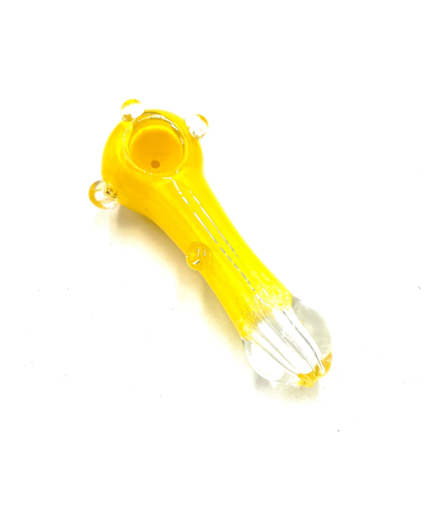 4.5" Full Frit Color Triple Bead Clear Mouth Hand Pipe