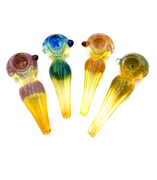 4.5" Frit Color Head Narrow Body Fumed Hand Pipe