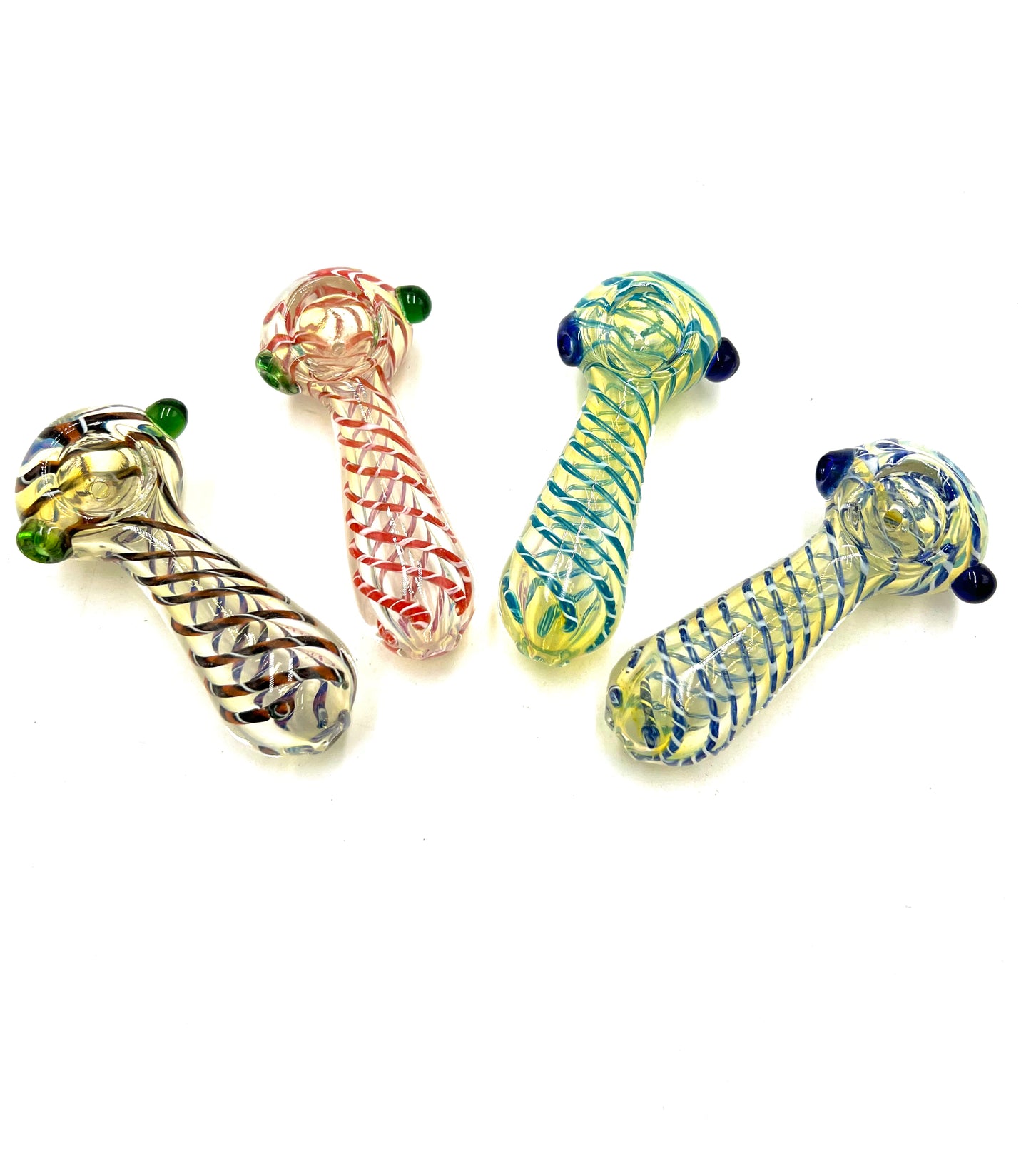 3.5" Color Spiral Round Mouth Fumed Hand Pipe