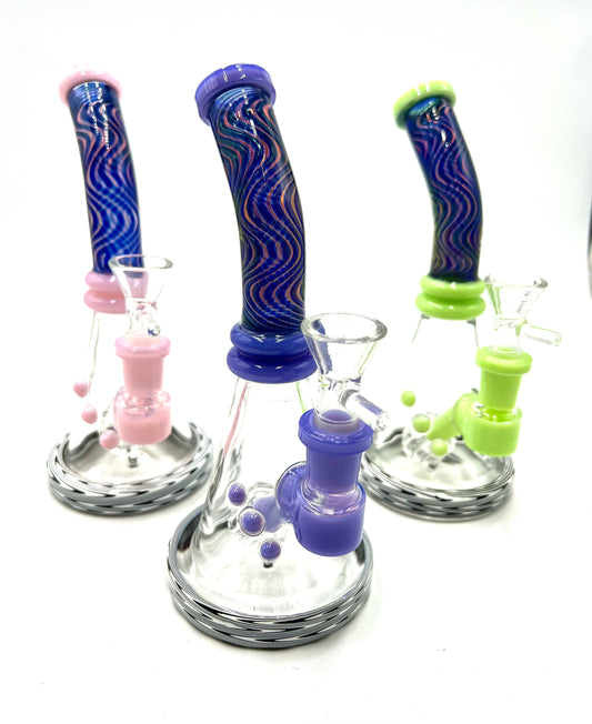 8" Wavy Electric Fume Curved Mouth Beaker Water Pipe